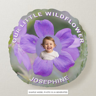 Onze Kleine Wilde Bloem Sering Geranium Aangepaste Rond Kussen