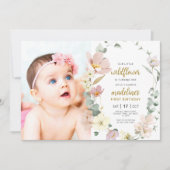 Onze kleine wilde bloem wordt één 1e verjaardag kaart (Voorkant)