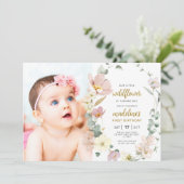 Onze kleine wilde bloem wordt één 1e verjaardag kaart (Staand voorkant)