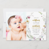 Onze kleine wilde bloem wordt één 1e verjaardag kaart (Voorkant)