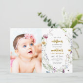 Onze kleine wilde bloem wordt één 1e verjaardag kaart (Staand voorkant)