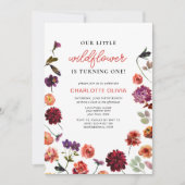 Onze kleine Wildflower 1e verjaardag Floral Boho Kaart (Voorkant)