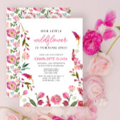 Onze Kleine Wildflower 1e Verjaardag Roze Bloem Kaart