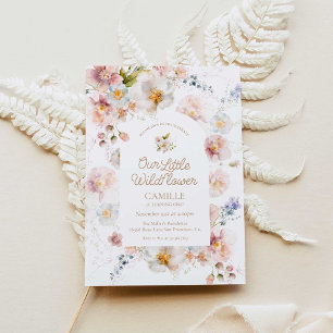 Onze kleine Wildflower 1e verjaardag uitnodiging