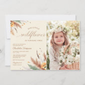 Onze Kleine Wildflower 2e Verjaardag Party Foto Kaart (Voorkant)