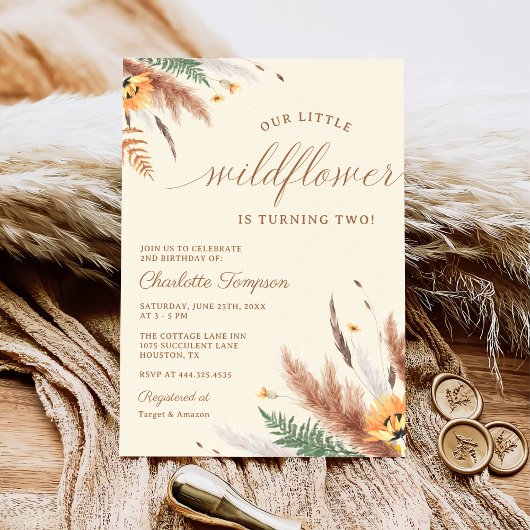 Onze Kleine Wildflower 2e Verjaardagsfeest Kaart