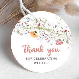 Onze kleine Wildflower Baby Meisje 1e Verjaardagsf Bedankjes Labels