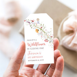 Onze kleine Wildflower Baby Meisje 1e Verjaardagsf Cadeaulabel