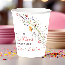 Onze kleine Wildflower Baby Meisje 1e Verjaardagsf Papieren Bekers