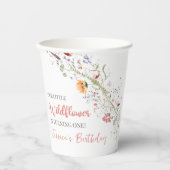 Onze kleine Wildflower Baby Meisje 1e Verjaardagsf Papieren Bekers (Voorkant)