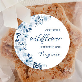 Onze kleine Wildflower Baby Meisje 1e Verjaardagsf Ronde Sticker