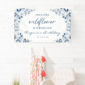 Onze kleine Wildflower Baby Meisje 1e Verjaardagsf Spandoek (Insitu)