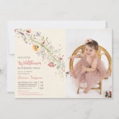 Onze kleine Wildflower Baby Meisje 2e Verjaardagsf Kaart (Voorkant)