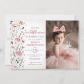 Onze kleine Wildflower Baby Meisje 2e Verjaardagsf Kaart (Voorkant)