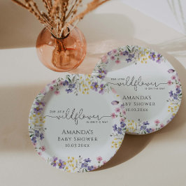 Onze kleine Wildflower Baby shower Papieren Bordje