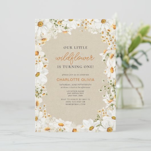 Onze Kleine Wildflower  Daisy 1e Verjaardag Kaart (Staand voorkant)