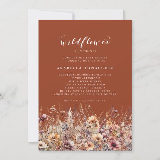 Onze Kleine Wildflower Herfst Floral Baby shower Kaart (Voorkant)