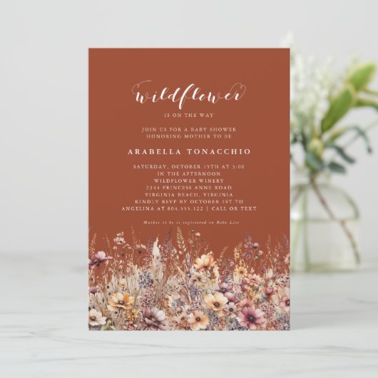 Onze Kleine Wildflower Herfst Floral Baby shower Kaart (Staand voorkant)
