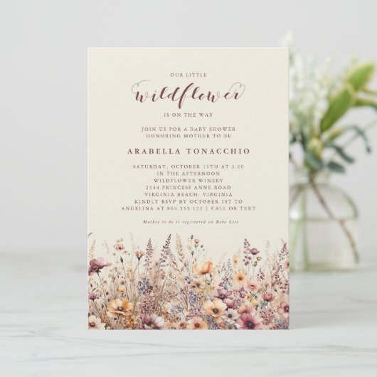 Onze Kleine Wildflower Herfst Floral Baby shower Kaart (Staand voorkant)