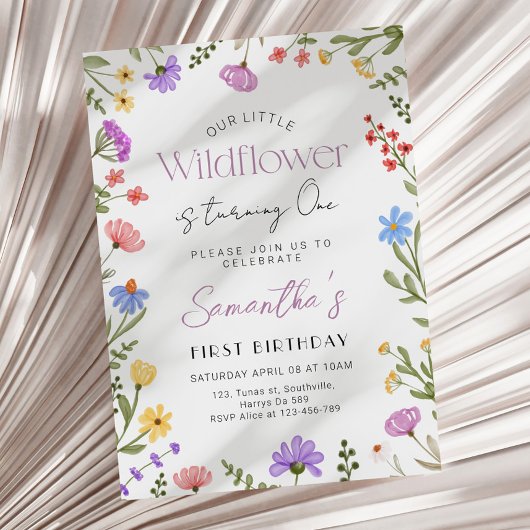 Onze kleine Wildflower Meisje 1e Verjaardag Kaart