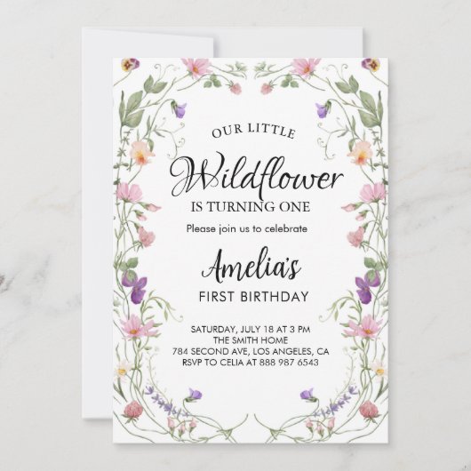 Onze kleine Wildflower meisje verjaardag Kaart (Voorkant)