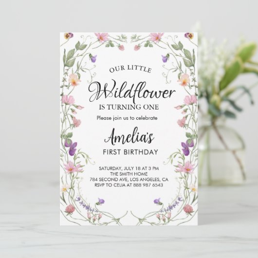 Onze kleine Wildflower meisje verjaardag Kaart (Staand voorkant)
