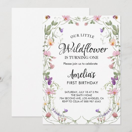 Onze kleine Wildflower meisje verjaardag Kaart (Voorkant / Achterkant)
