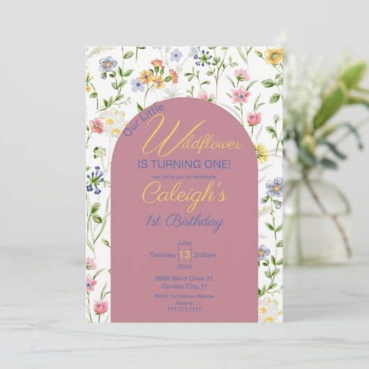 Onze kleine Wildflower uitnodiging (Staand voorkant)