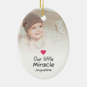 Onze kleine wonder Baby pasgeboren foto Keepsake Keramisch Ornament (Achterkant)