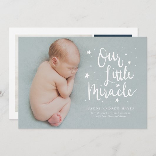 Onze kleine wonderbaarlijke geboorte aankondiging (Voorkant / Achterkant)