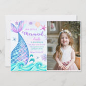 Onze kleine zeemeermin 4th verjaardagsfeestfoto kaart (Voorkant)