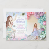 Onze kleine zeemeermin 4th verjaardagsfeestfoto kaart (Voorkant)