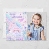 Onze kleine zeemeermin 4th verjaardagsfeestfoto kaart (Voorkant)