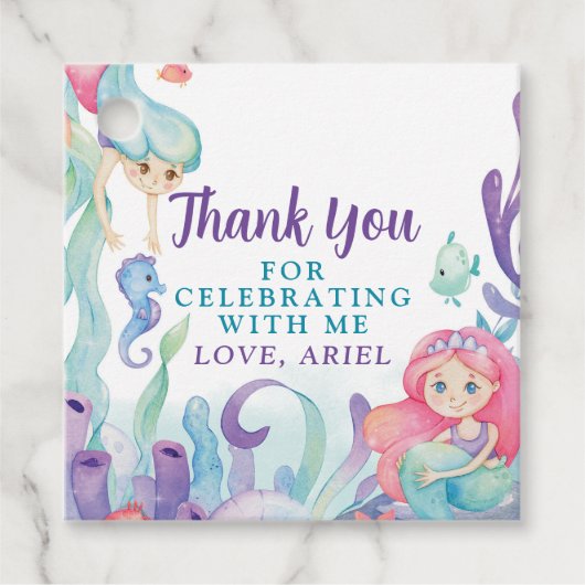 Onze kleine zeemeermin dank u bedankjes labels (Voorkant)