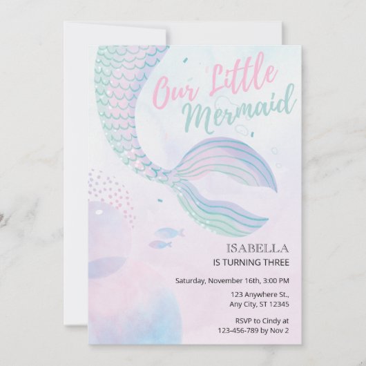 Onze kleine zeemeermin magische verjaardagsfeestje kaart (Voorkant)