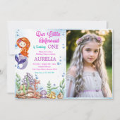 Onze Kleine Zeemeermin Meisje 1e Verjaardag Party  Kaart (Voorkant)