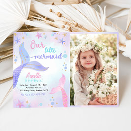 Onze Kleine Zeemeermin Meisje 3e Verjaardag Foto Kaart