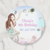 Onze kleine zeemeermin meisje 4th verjaardagsfeest bedankjes labels (Voorkant)