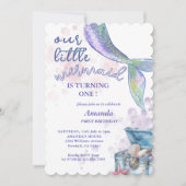 Onze Kleine Zeemeermin Meisjes 1e Verjaardagsfeest Kaart (Voorkant)