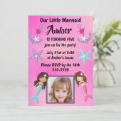 Onze kleine zeemeermin met kinderfoto verjaardagsf kaart (Staand voorkant)