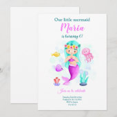 Onze Kleine Zeemeermin Ocean Meisje Verjaardag Uit Kaart (Voorkant / Achterkant)