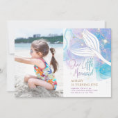 Onze kleine zeemeermin staart Waterverf verjaardag Kaart (Voorkant)