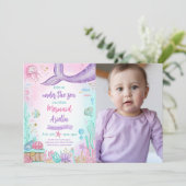 Onze kleine zeemeermin verjaardag foto kaart (Staand voorkant)