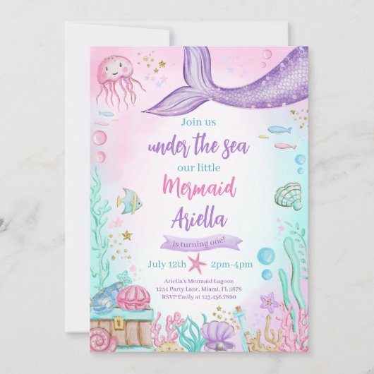 Onze kleine zeemeermin verjaardag kaart (Voorkant)