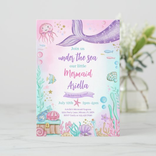 Onze kleine zeemeermin verjaardag kaart (Staand voorkant)