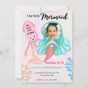 Onze kleine zeemeermin! Verjaardag onder zee Kaart