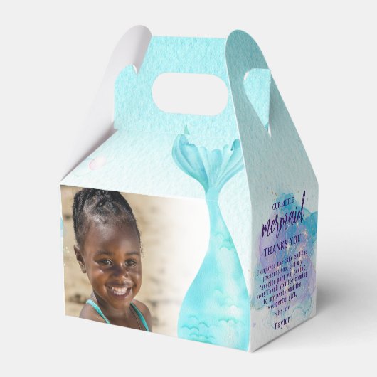 Onze kleine zeemeermin verjaardagsfeestje gunstbox bedankdoosjes (Voorkant Zijde)