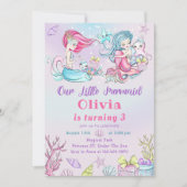 Onze kleine zeemeermin verjaardagsfeestuitnodiging kaart (Voorkant)