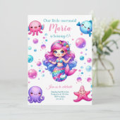 Onze kleine zeemeermin verjaardagsfeestuitnodiging kaart (Staand voorkant)