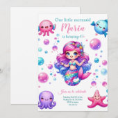 Onze kleine zeemeermin verjaardagsfeestuitnodiging kaart (Voorkant / Achterkant)